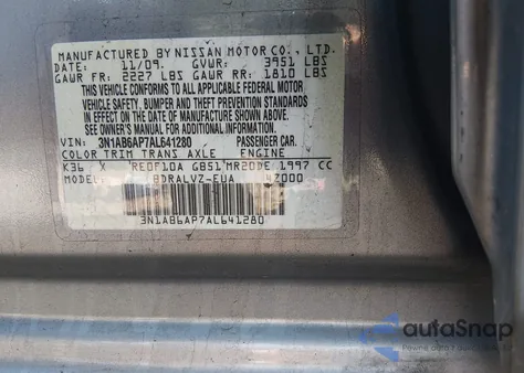 2010 Nissan Sentra 2.0Sl из США, поврежденный, VIN 3N1AB6AP7AL641280